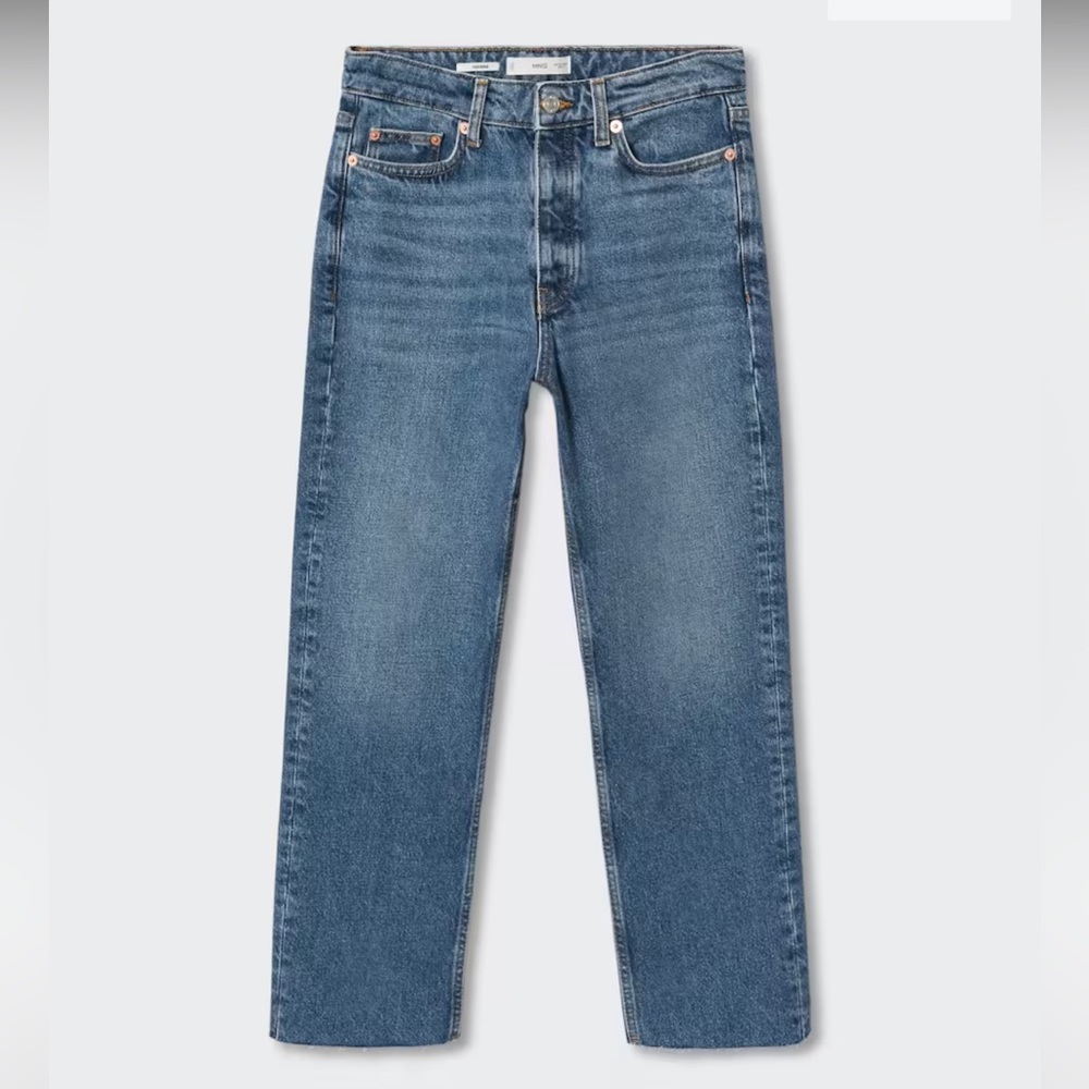 NWT Mango 328 Havana2 Straight High Waist Regular Fit Cropped Jeans Size 4